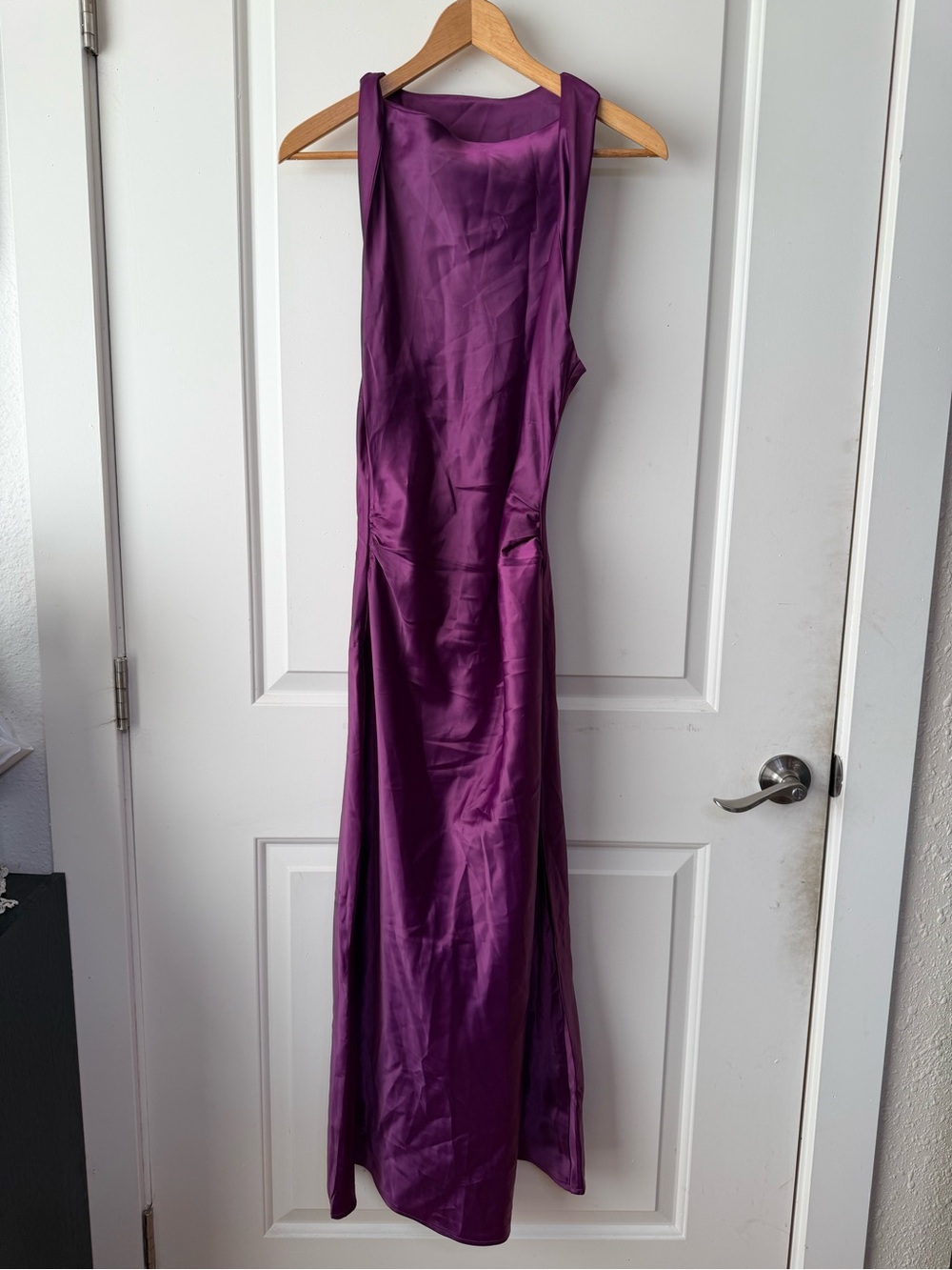 Purple Zara Satin Maxi Dress - Elegant Sleeveless Evening Gown
